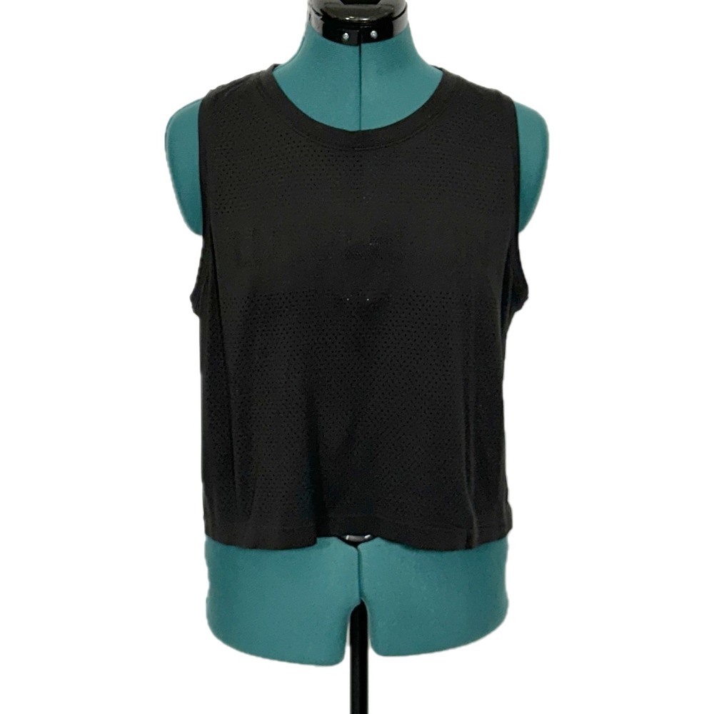 Lululemon Tank Top Train to Be‎ Perforated Logo Black Cropped Activewear Tank